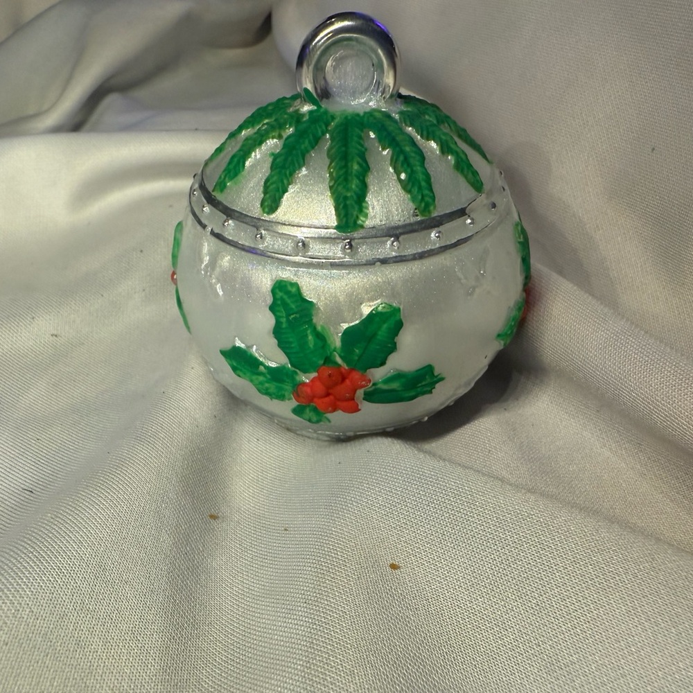 Silver and Green Holiday Ornament